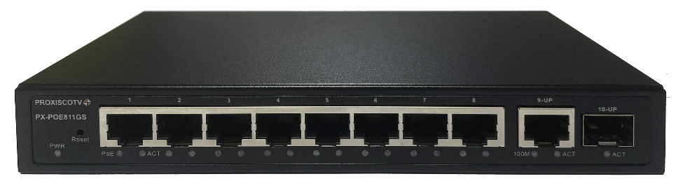управляемый коммутатор PoE 8*1000M+1*1000M +1*1000M SFP, металл PX-POE811GS 