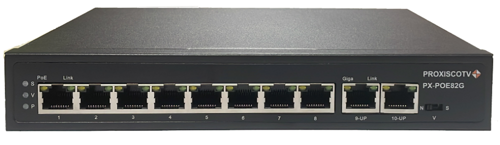 коммутатор PoE 8*100M+2*1000M , металл PX-POE82G 