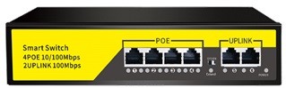 коммутатор PoE 4+2 порта, металлический корпус POE-402-1 