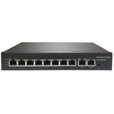 коммутатор PoE 8*100M+2*1000M , металл PX-POE82G 