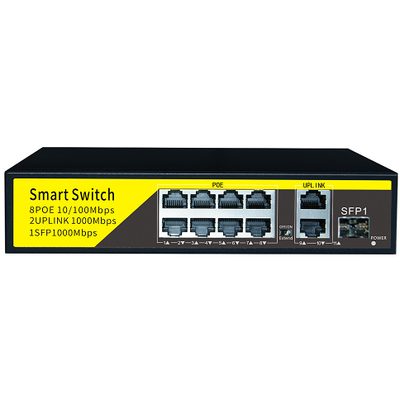 коммутатор PoE 8+2 гигабитных порта +1 SFP, металлический корпус POE-803G-1 